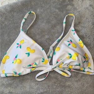 Lemon Print Triangle Bikini Top